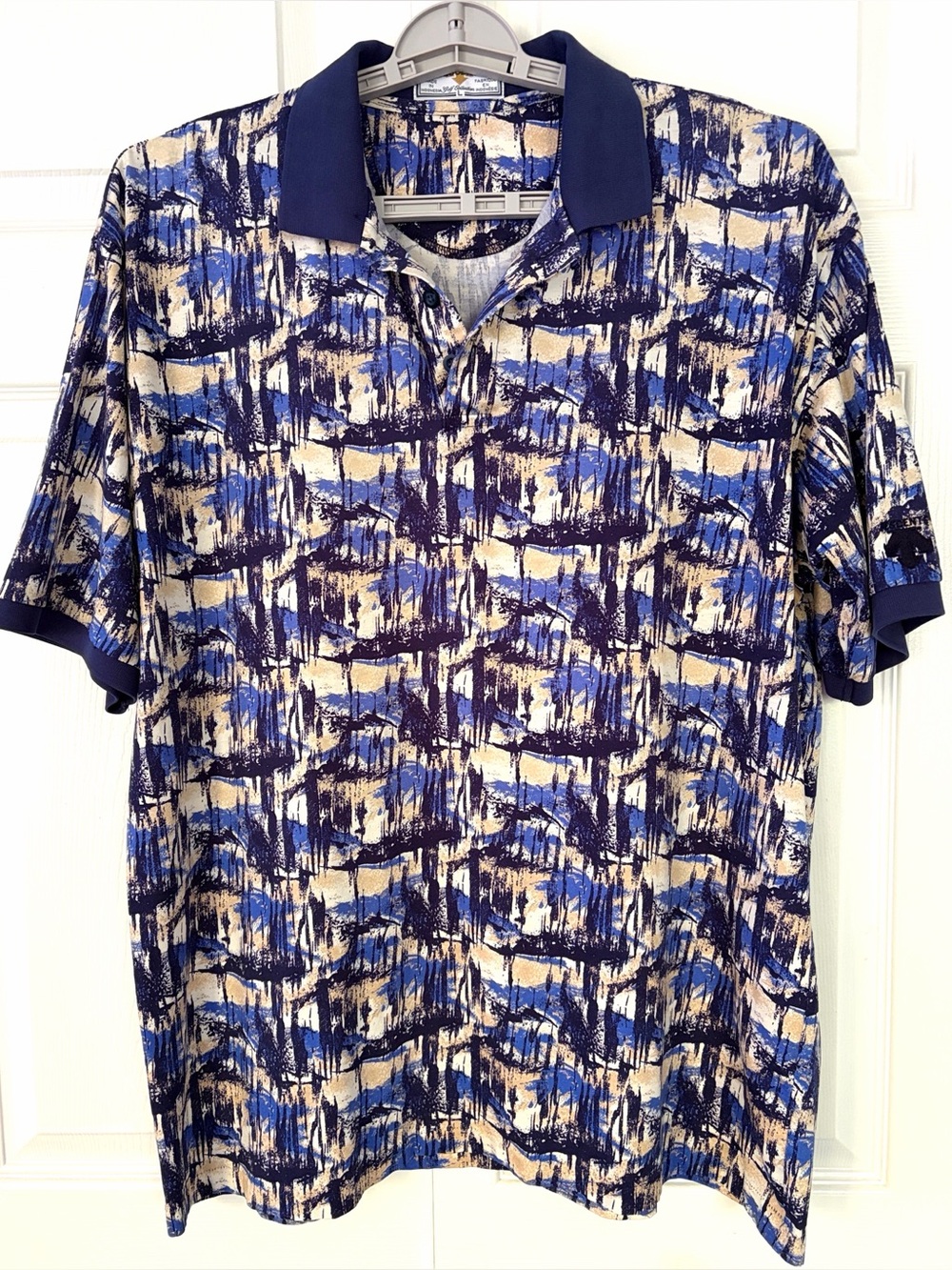 Descente Golf Collection Polo Shirt Short Sleeve Polo Blue Black size Large